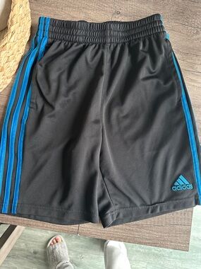 adidas Men’s Black Athletic Shorts with Blue Trim